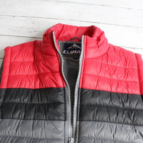 Climate Sleeveless Jacket Puffer Vest Size XL 14 16 Red Black Gray Winter - Picture 3 of 4